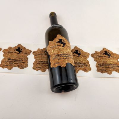 Étiquettes de bouteilles de vin en liège sur mesure - Design de chêne de luxe avec estampage en feuille d'or