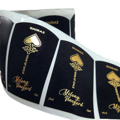 Autocollant personnalisé d'impression de velours texturé à tache soulevée UV Copper Gold Foil 3D en relief Étiquette autocollant de vin rouge pour bouteilles