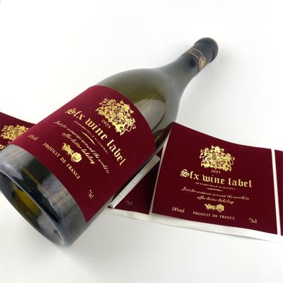 Logo personnalisé de bouteille, autocollant en aluminium métallique en relief, étiquettes de vin rouge pour les bouteilles