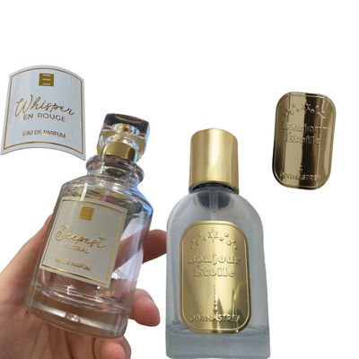 Étiquette de bouteille personnalisée Logo en relief Parfum Étiquette en aluminium Auto-adhésifs pour les autocollants d'emballage de parfums