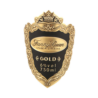 Logo personnalisé Bouteilles de luxe Étiquette de vin métallique en aluminium avec dessin en relief