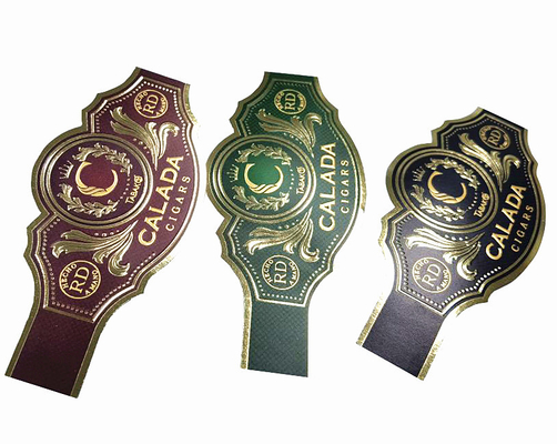 Autocollant d'étiquette personnalisé pour cigares en promotion, autocollant d'étiquette de cigare en relief, forme unique imprimée, UV or, bague de cigare, étiquette adhésive, étanche, impression d'autocollant de dessin animé