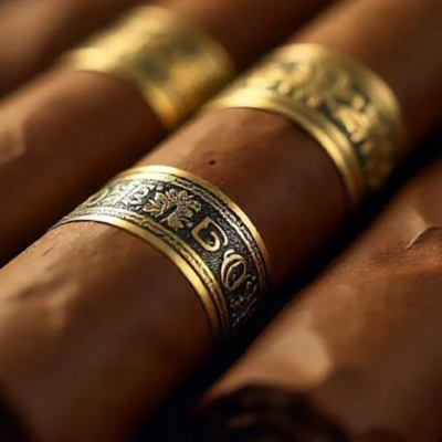 Étiquette de cigare personnalisée de qualité supérieure à la vente à chaud Étiquette de cigare à marque privée UV or Étiquette d'anneau de cigare adhésive étiquette de dessin animé imperméable Étiquette d'impression