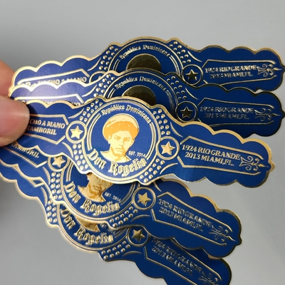 Étiquette de cigare OEM de haute qualité avec logo privé autocollant UV 3D imprimé en relief papier d'or avec vinyle étiquette de cigare imprimé pour la fête & mariage & Noël