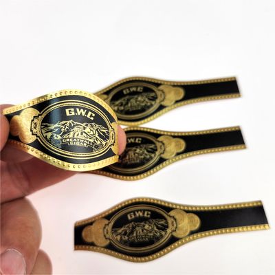 Bon prix Indicateur d'étiquette de bande de cigare en or noir sur mesure en ligne