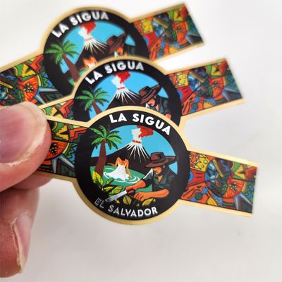 Bon prix Logo personnalisé Cigar Adhésif autocollant étanche Emballage en papier d'emballage Stamping Cigar Band Étiquette imprimée en ligne