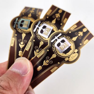Bon prix Étiquette de papier de luxe bande imprimée Cigars en papier d'or étiquette de cigare bande étiquette de cigarette autocollant de timbre en or en relief en ligne