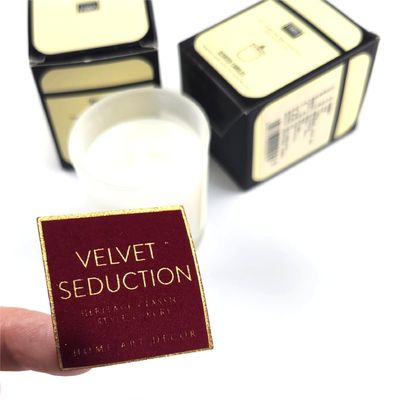 Bon prix Étiquette de bougie de velours d'aromathérapie Impression de feuille d'or double couche étiquette autocollant de bougie en ligne