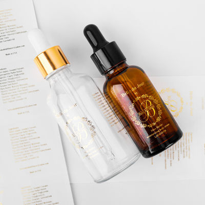 Bon prix Étiquettes de bouteilles personnalisées en feuille d'or en relief Étiquettes de maquillage personnalisées artisanales en ligne