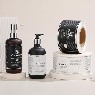 Bon prix Étiquette adhésive en papier synthétique Autocollant de douche chimique quotidienne Shampooing soignant Autocollant d'étiquette en ligne