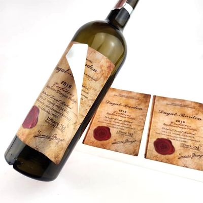 Bon prix Étiquette personnalisée pour bouteille de vin rouge Adhésif imperméable Logo privé Marque de produit Emballage Étiquette d'impression en ligne