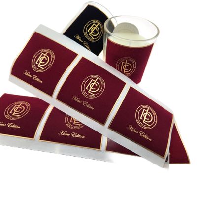 Bon prix Autocollant adhésif en velours en relief pressé à chaud en or, adapté aux bougies, au parfum en ligne
