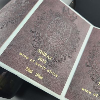 Bon prix Étiquette de vin sur papier en cuir durable auto-adhésif sur mesure en tôle d'or en relief pour emballage de bouteilles de vin en ligne