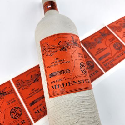 Bon prix Étiquettes de champagne personnalisées Logo en feuille d'or Cadeau Fête de mariage Vin rouge Emballage Étiquettes en cuir Autocollant en ligne