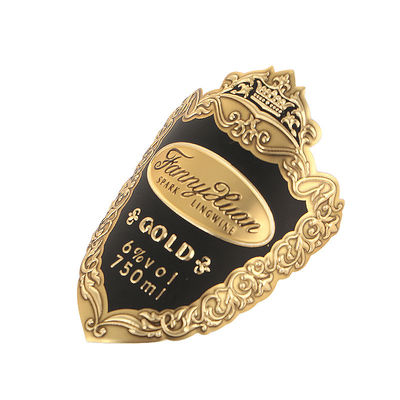 Bon prix Taille standard personnalisée auto-adhésif d'impression Vodka bouteille de vin Bouteille de feuille d'or étiquette métallique autocollant en ligne