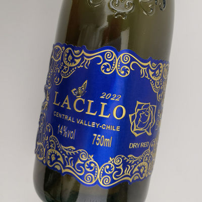 Bon prix Étiquette de vin en feuille d'or de faible MOQ Étiquette de vin en papier de texture Étiquette de vin de boisson alcoolisée Verre Autocollant métallique pour vin en ligne