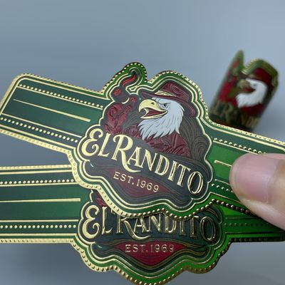 Bon prix Custom Embossed Cigar Ring Paper Sticker Gold Foil Art Cigar Band with Adhesive Personalized Label for Cigars Label Printing Custom Sticker en ligne