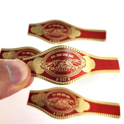 Bon prix Custom Round Rectangular Oval Cigar Band Label with Gold Foil Stamping and Embossed Design en ligne