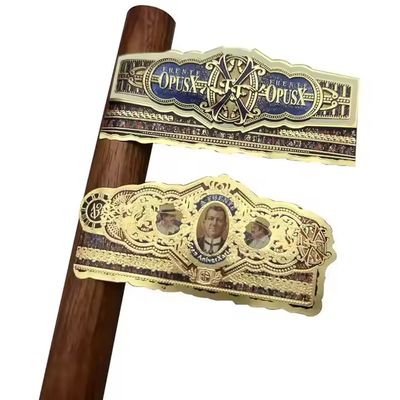 Bon prix ISO9001 Certified Waterproof Eco-friendly Cigar Label Adhesive Sticker with Gold Foil 3D Embossed Customized Shape en ligne